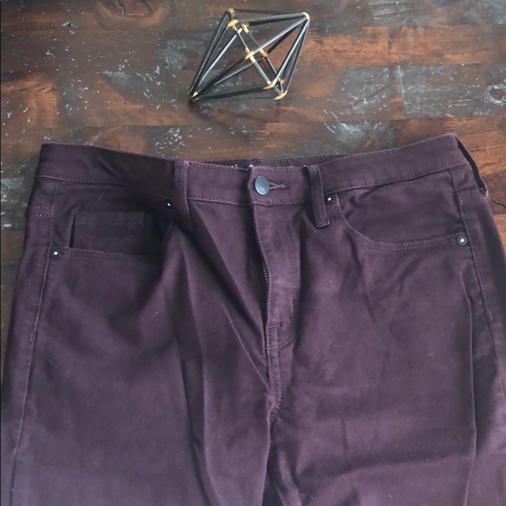 Massimo High Rise Burgundy Stretch Jeans